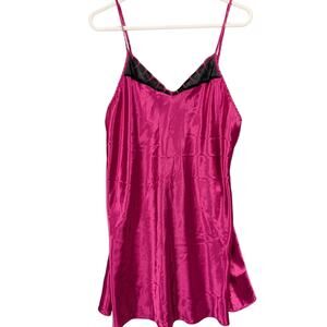 Vintage Nightie Slip dress Womens Large Pink Black Beth Michaels Chemise Sexy
